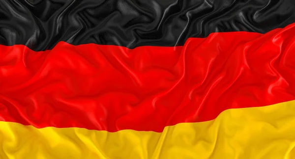 Bandera Alemana Con Pliegues Arrugas Renderizar —  Fotos de Stock