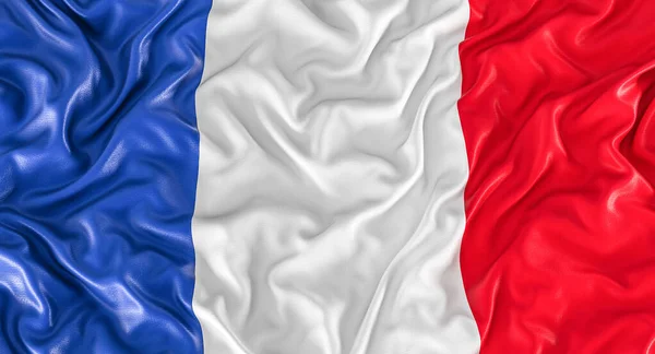 Französische Flagge Mit Falten Und Falten Darstellung — Stockfoto