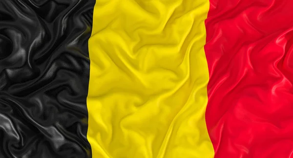 Drapeau Belgique Soufflé Par Vent Rendu Arrière Plan — Photo