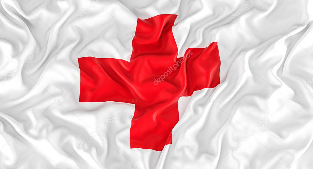 bandera de la Cruz Roja Internacional. 3d renderizar 2024