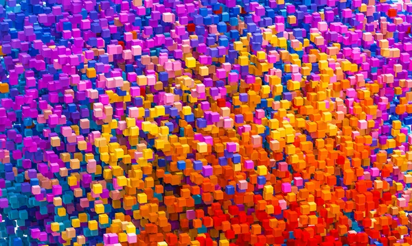 Geometrischer Abstrakter Hintergrund Mit Tausenden Bunten Würfeln Darstellung — Stockfoto