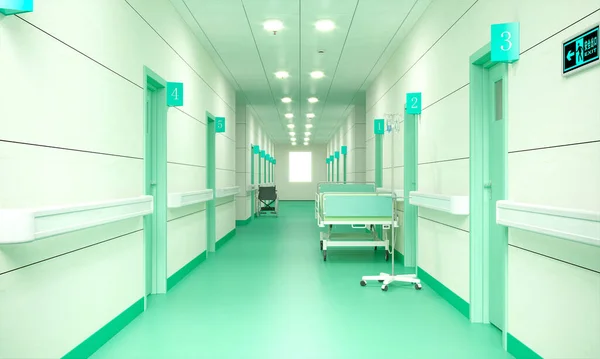 Binnengang Van Een Ziekenhuis Renderen — Stockfoto