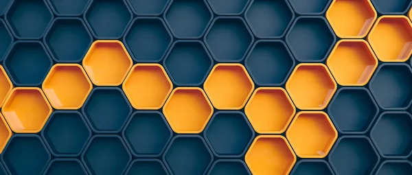 Fondo Geométrico Abstracto Con Celdas Hexagonales Renderizar —  Fotos de Stock