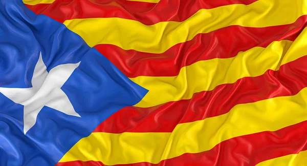 Flaga Katalonii Wieje Wietrze Renderowanie — Zdjęcie stockowe