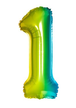 Beyaz zemin üzerinde izole bir numaralı yanardöner balon