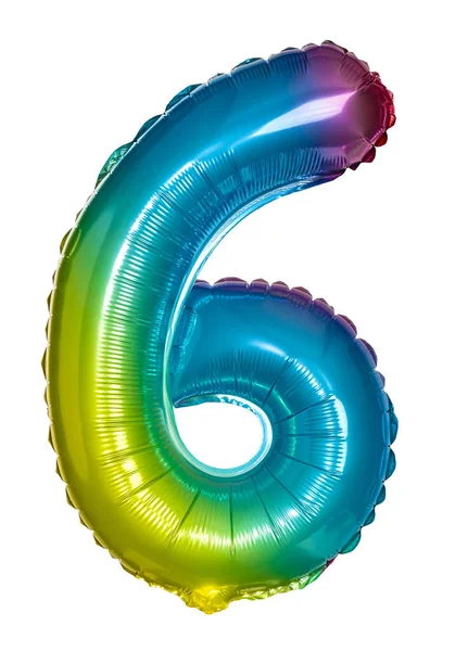 Number Six Iridescent Balloon White Background — ストック写真