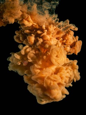 Siyah üzerine turuncu akrilik mürekkep..