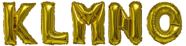 Real Balloons Shape Letters Metallic Gold White Background — Foto Stock