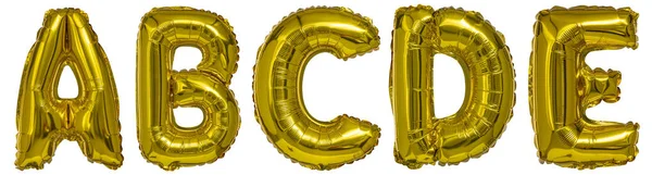 Real Balloons Shape Letters Metallic Gold White Background — Foto Stock
