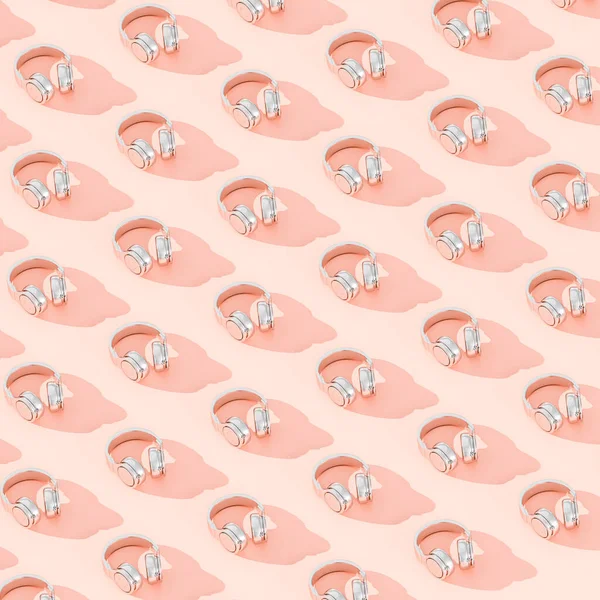 Pembe kablosuz kulaklıklı soyut bir arka plan. 3d hazırlayıcı