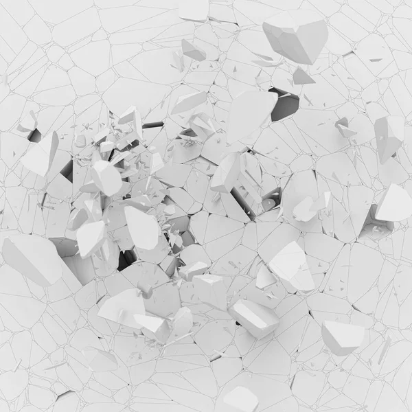 White Floor Explodes Fragments Render — Stock Photo, Image