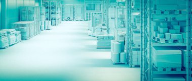 Bir lojistik ve nakliye deposunun içinde. 3d hazırlayıcı