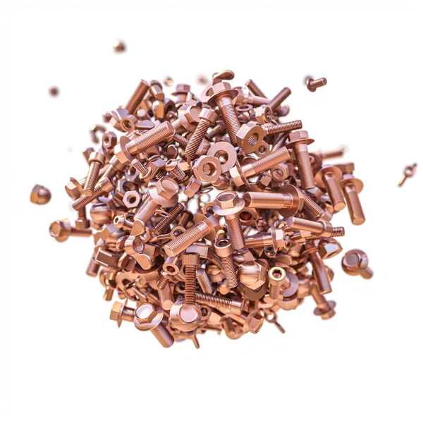 Aggregation Copper Hardware White Background Render — 스톡 사진