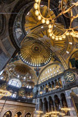İstanbul 'daki Hagia Sofya Camii. İç görünüm. Türkiye.