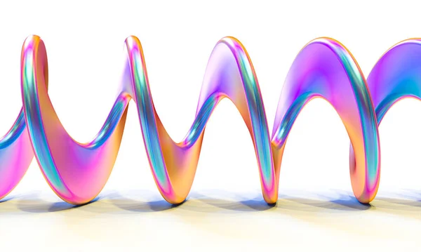 Abstract Iridescent Spiral Shape White Background Render — 图库照片