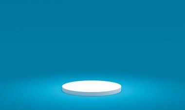 thin white podium on a light blue background. 3d render