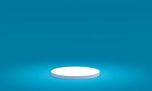 Thin White Podium Light Blue Background Render — Fotografia de Stock