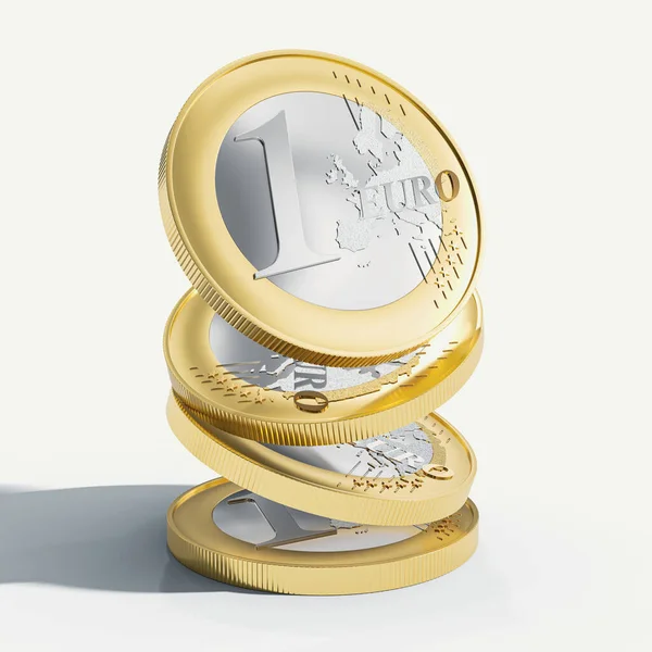 Monedas Euro Una Encima Otra Renderizar — Foto de Stock