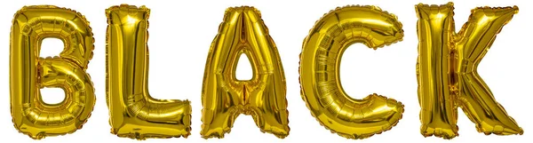 Real Balloons Shape Letters Metallic Gold White Background — Stockfoto