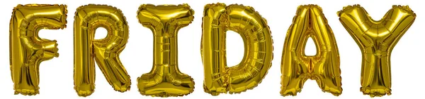 Real Balloons Shape Letters Metallic Gold White Background — Photo