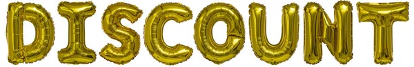 Discount Lettering Made Gold Metallic Balloons — Stock Photo, Image