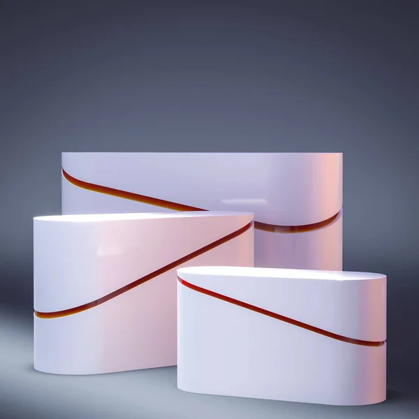 White Podiums Red Band Render — Stock Photo, Image