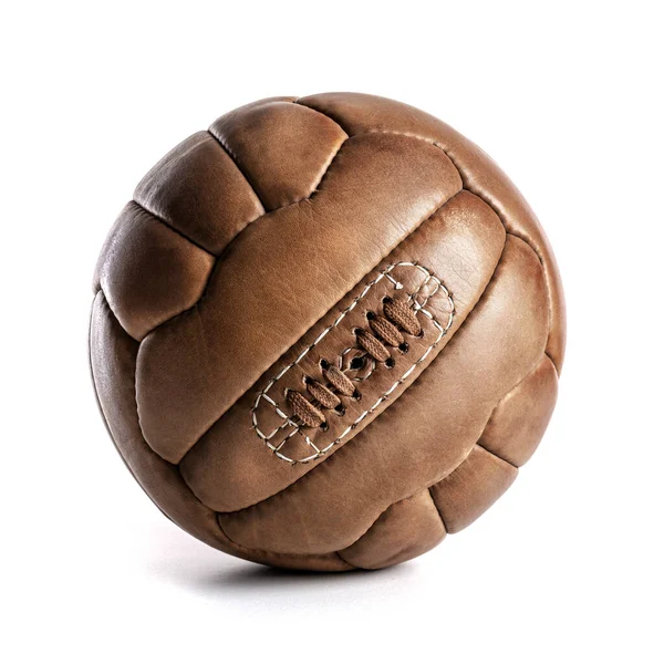 Vintage Fotbal Mingea Piele Fundal Alb — Fotografie, imagine de stoc