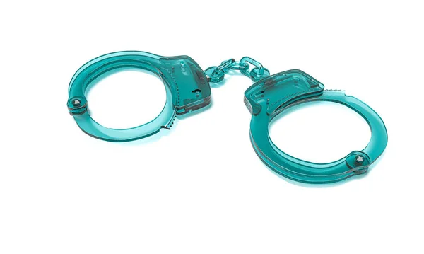 Glass Handcuffs White Background Render — Stock Photo, Image
