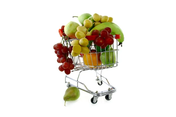 Fruits dans un chariot d'un supermarché — Photo