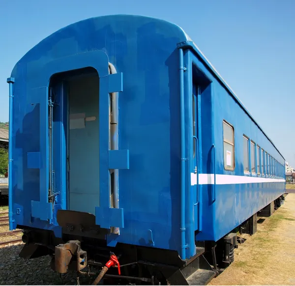 Ancien train bleu voiture — Photo