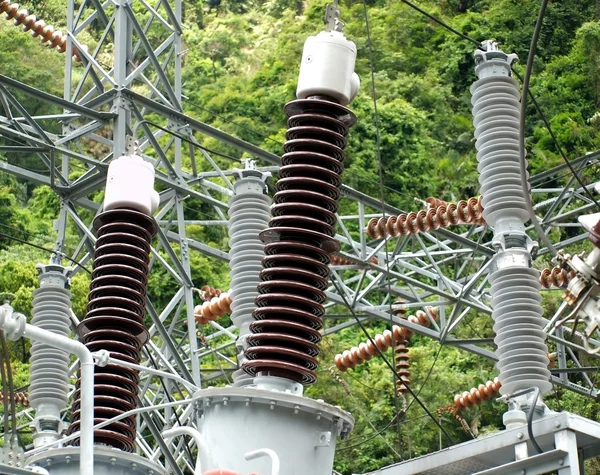 Electrical Substation with Ceramic Insulators — Stock Photo, Image