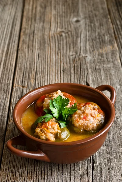 Stuffed peppers in a dish — Stock Photo, Image