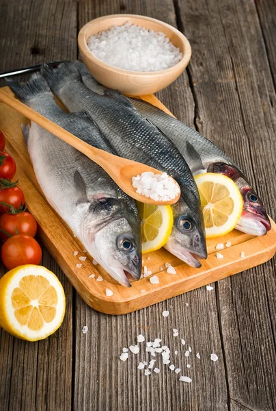 Sea Bass with salt — Stock Photo, Image