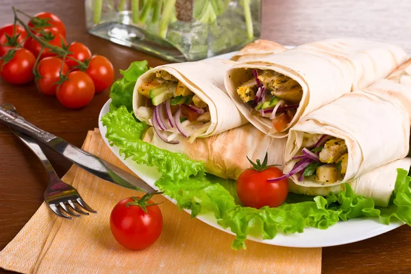 Imagem de um doner kebab close-up — Fotografia de Stock