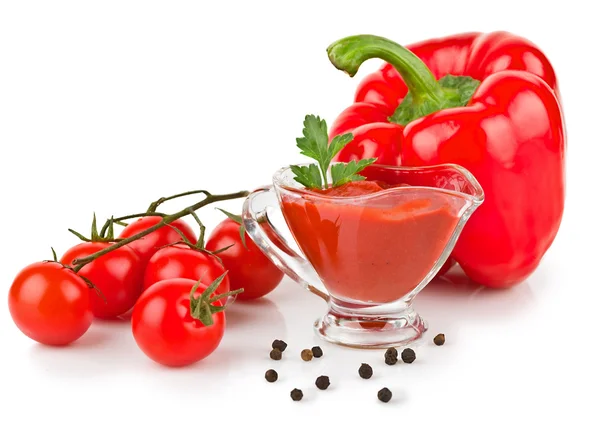 Salsa de tomate ketchup en un tazón — Foto de Stock