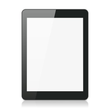 siyah tablet bilgisayar veya beyaz zemin üzerine okuyucu