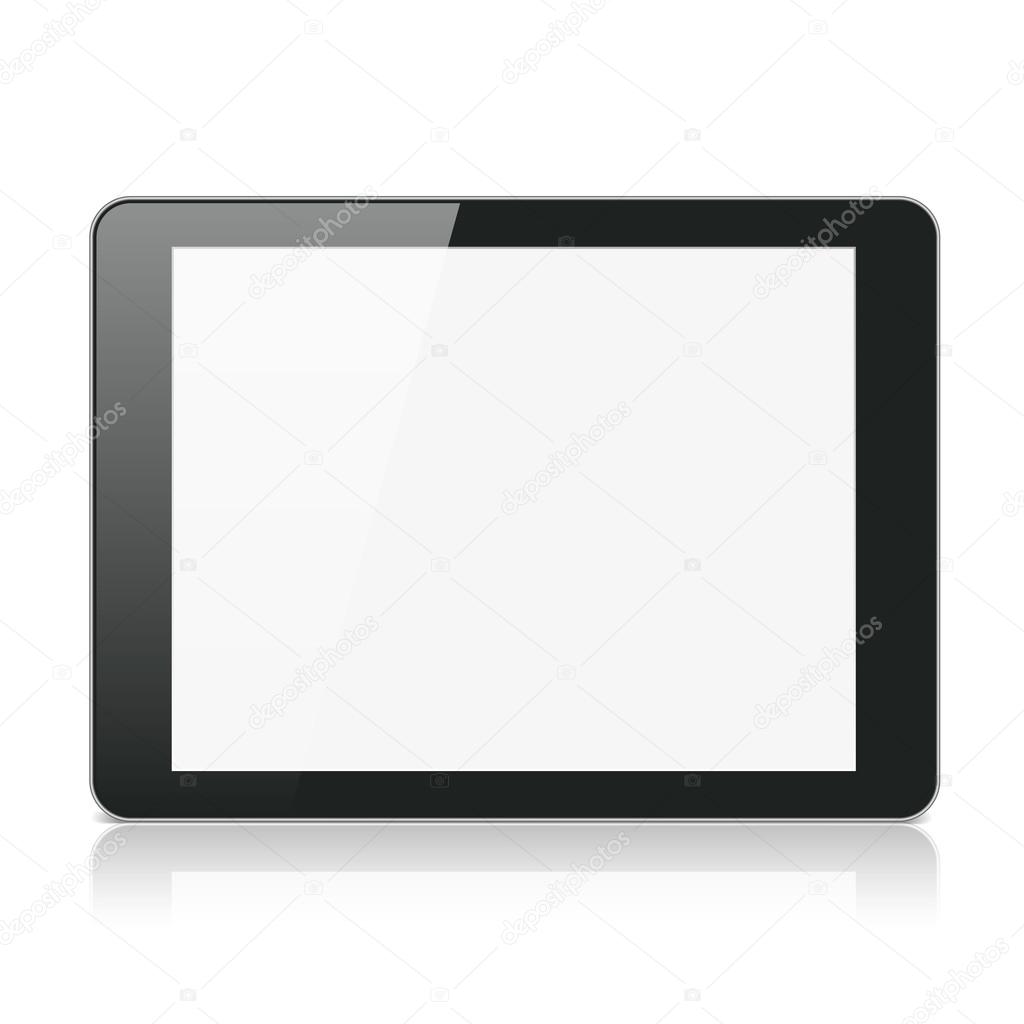 Black Tablet Computer or Reader on White Background