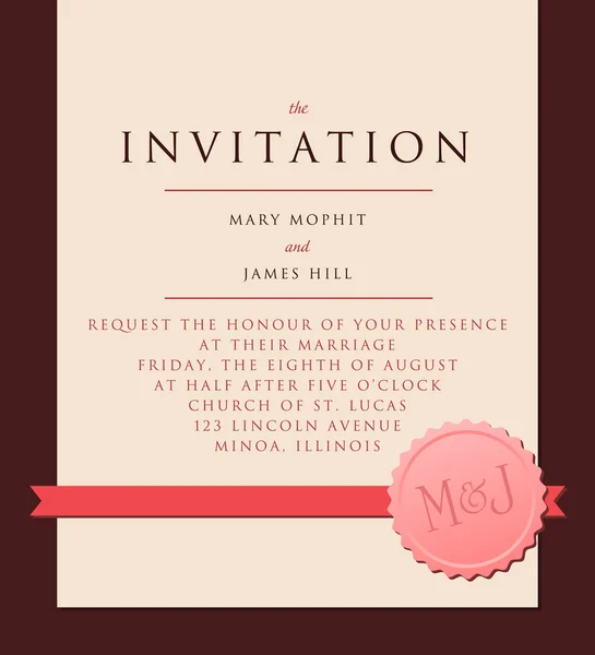 結婚式やお知らせへの招待 — ストックベクタ