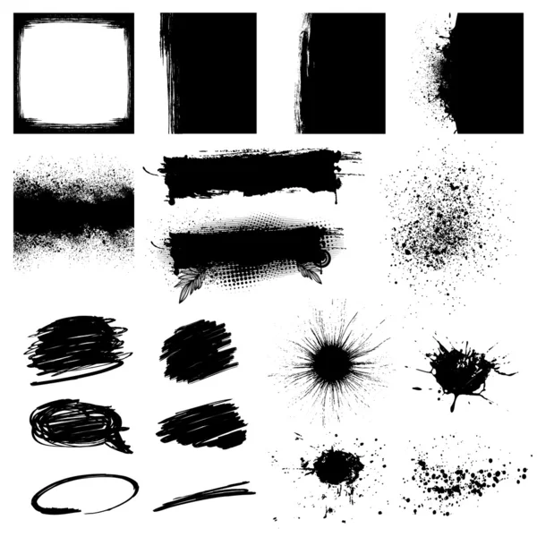 Set de elementos de diseño Grunge negro — Vector de stock