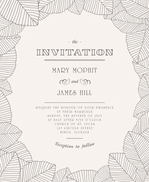 Vintage invitation with ornaments of leaves — Stock Vector