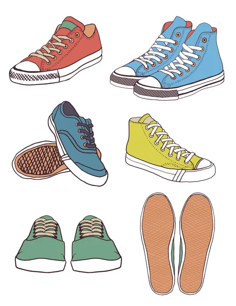 Set van sneakers — Stockvector