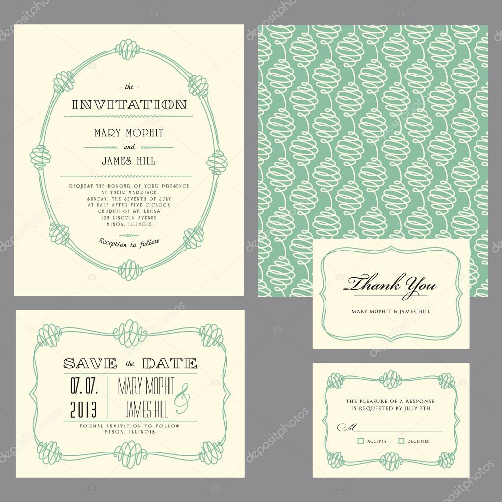 Set of classic wedding invitations