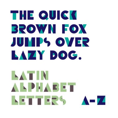 geometrik şekiller alfabesi harfleri. Retro font. Latin alfabesi le
