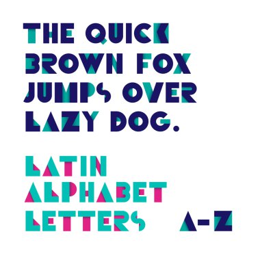geometrik şekiller alfabesi harfleri. Retro font. Latin alfabesi le