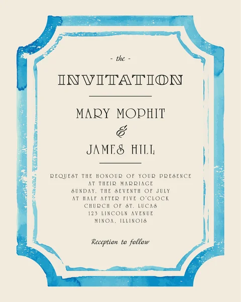 Invitation de mariage avec cadre aquarelle — Image vectorielle