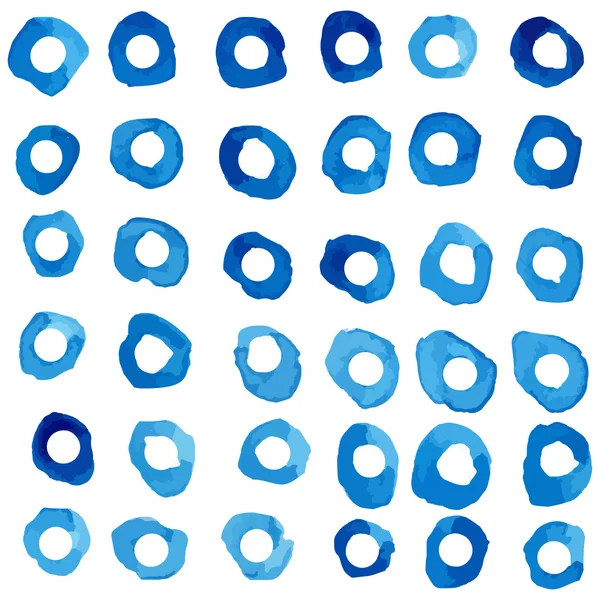 Padrão abstrato com círculos aquarela azul —  Vetores de Stock
