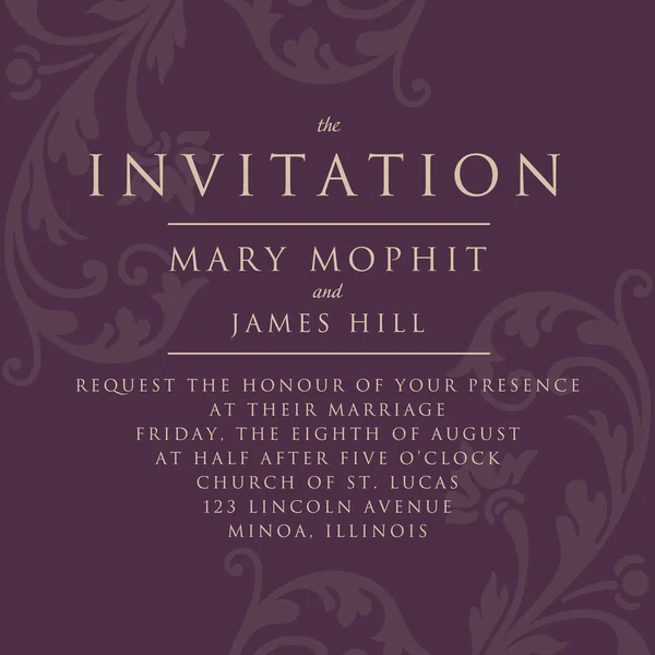 Invitation avec un riche fond dans le style Renaissance. Modèle de modèle — Image vectorielle