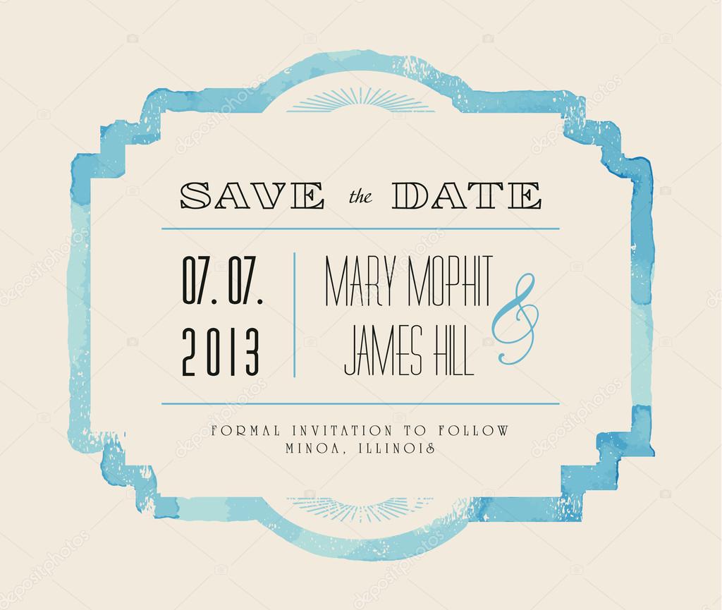 Save the date with watercolor frame