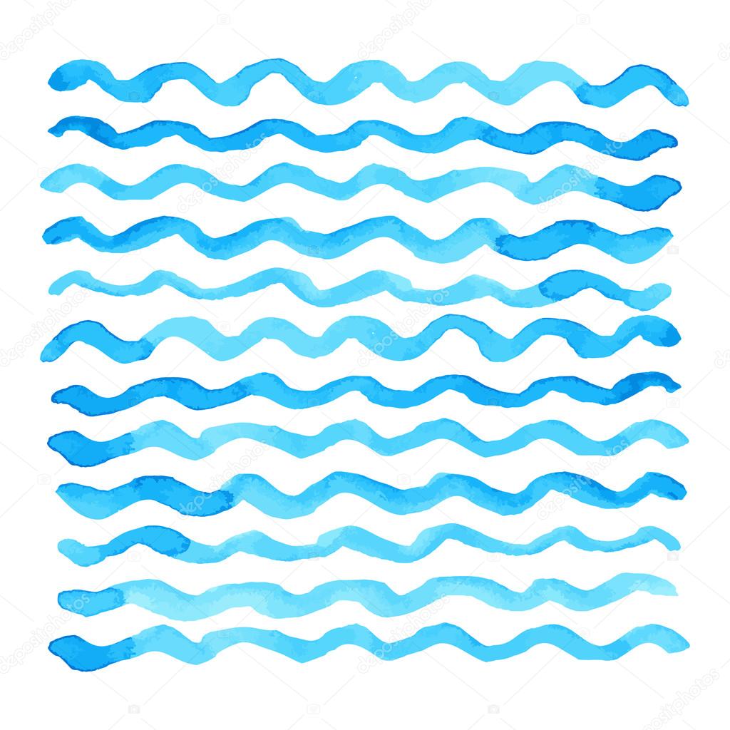 Abstract watercolor blue wave pattern