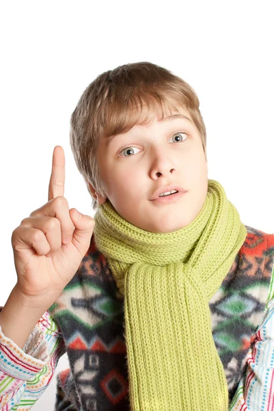 Portrait d'un adolescent isolé sur fond blanc. Heureux toi — Photo